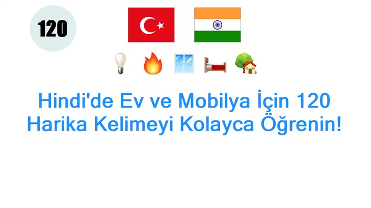 Hindide Ev ve Mobilya İçin 120 Harika Kelimeyi Kolayca Öğrenin!